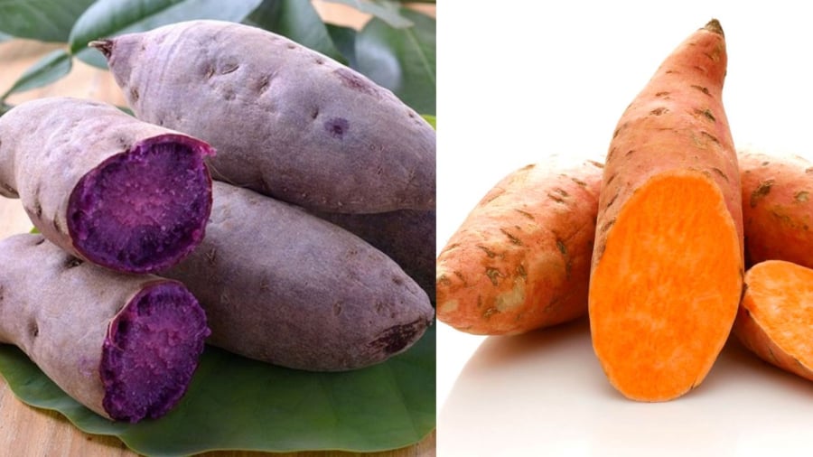 Khoai lang tím giàu chất chống oxy hóa anthocyanin, khoai lang vàng lại giàu betacaroten